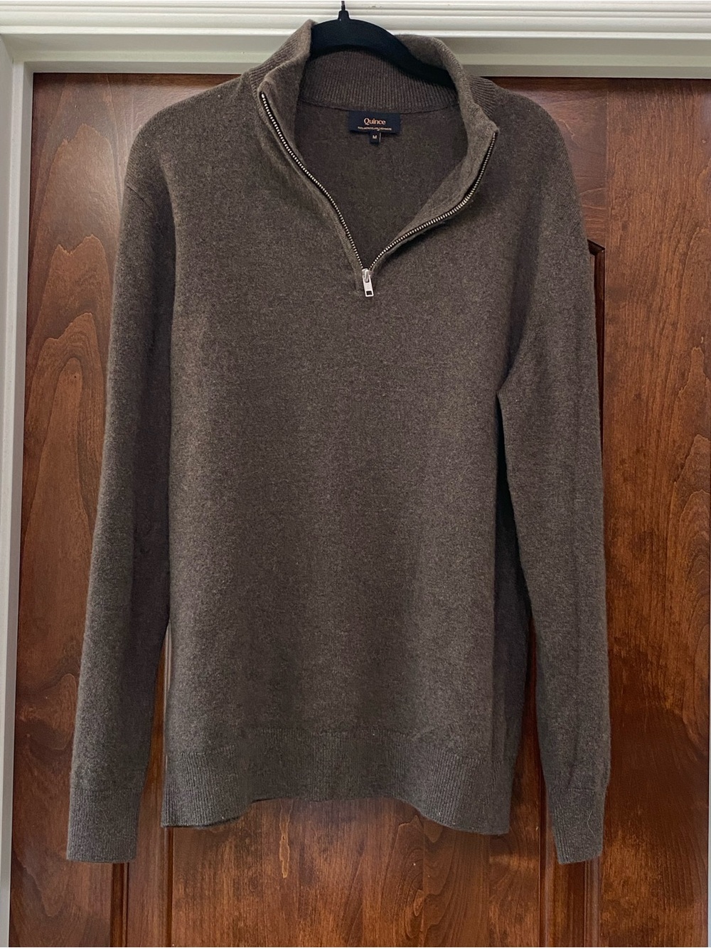 Quince Women Mongolian Cashmere Quarter Zip Sweater Brown Sz M